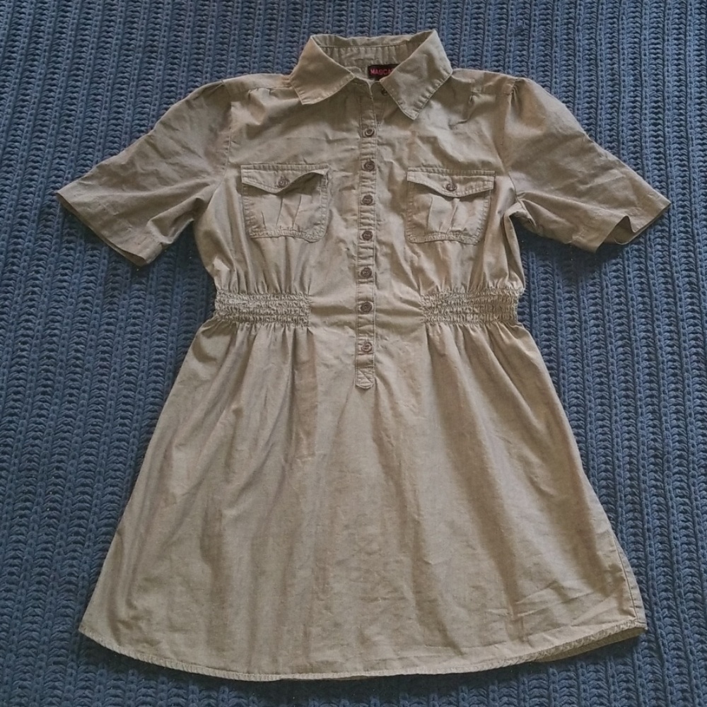 Mascara 100% Cotton Gray ButtonUp Tunic/Mini Dress